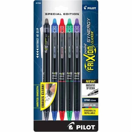 Coolcrafts 0.5 mm Frixion Point Synergy Clicker Gel Pen, Assorted, 5PK CO3747072